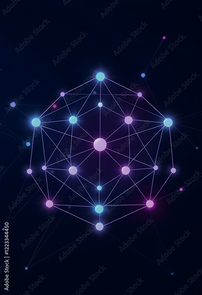 A graphical representation of a connected network (ai generate), flat design, with white tones A graphical representation of a connected network (ai generate), flat design, with white tones