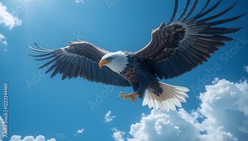 A futuristic eagle fly high in the blue sky photo