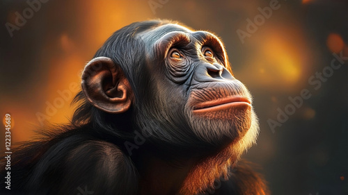 Obraz na płótnie close-up of a chimp looking upwards w salonie
