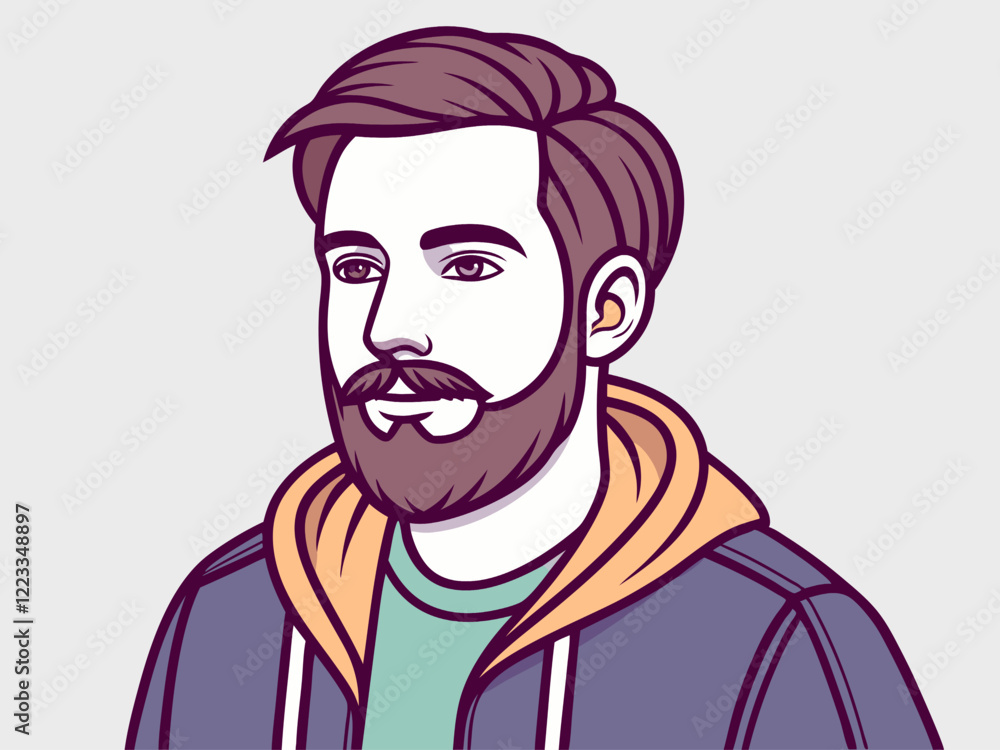 Fototapeta premium Hipster man cartoon icon. Male avatar person people and human theme. Isolated design. Vector illustration