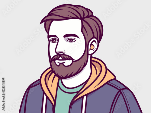 Hipster man cartoon icon. Male avatar person people and human theme. Isolated design. Vector illustration