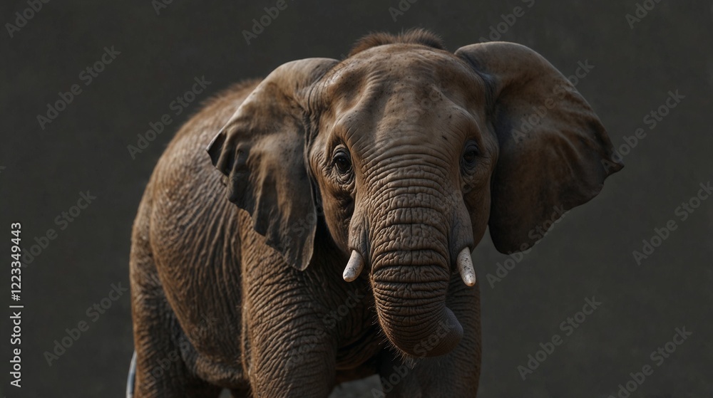 Naklejka premium Close-up of an African elephant against a dark background