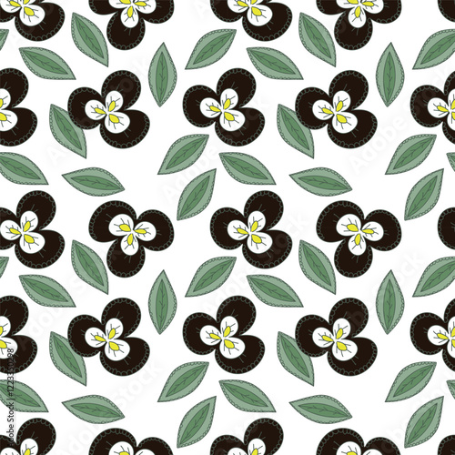 Colorful garden flowers on white background. Seamless vector pattern. Vintage print with inflorescences. Retro textile collection