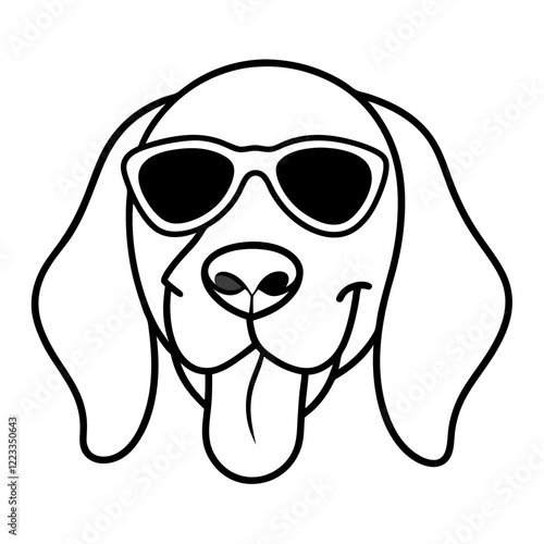 Funny bloodhound dog head vector art