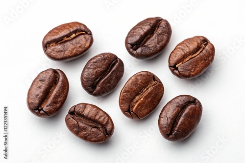 Group of coffee beans isolated on white background