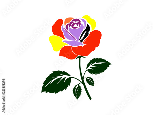 An exotic tropical red golden hibiscus flower surrounded by a white background. Hibiscus rosa-sinensis, also called Chinese hibiscus icon.Perfect for a wedding invitation card or holiday sale Floral d