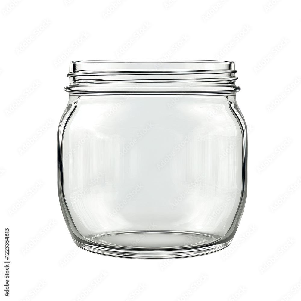 Clear glass jar on white background suitable for storage and decoration, empty glass jar object on isolated on white background Clear glass jar on white background suitable for storage and decoration, empty glass jar object on isolated on white background