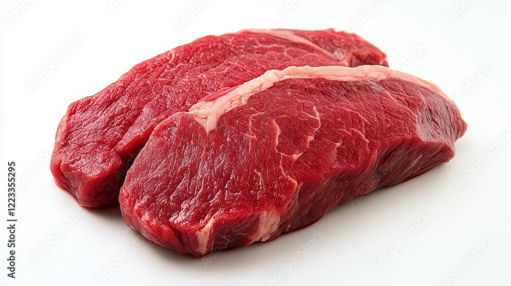 Fresh Raw Beef Cuts on White Background for Culinary Use Fresh Raw Beef Cuts on White Background for Culinary Use