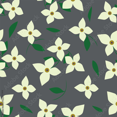 Colorful garden flowers on white background. Seamless vector pattern. Vintage print with inflorescences. Retro textile collection