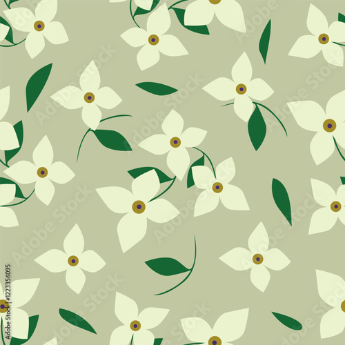 Colorful garden flowers on white background. Seamless vector pattern. Vintage print with inflorescences. Retro textile collection