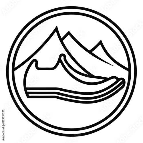A sleek and modern logo design for a shoe company, featuring a minimalist shoe silhouette in vector line art, emphasizing elegance and style.