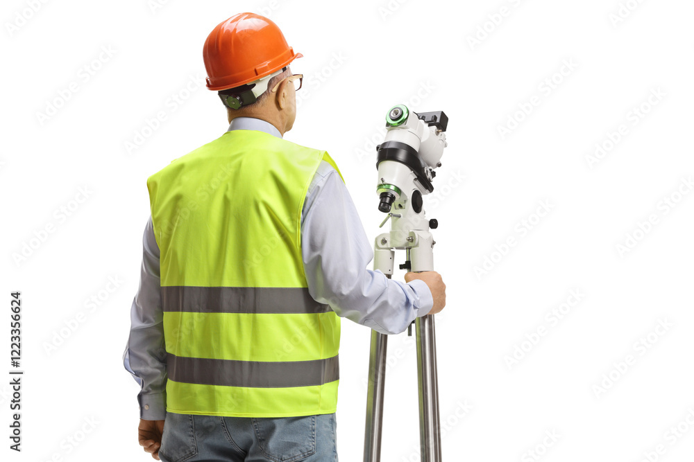 Geodetic surveyor with a measuring equipment Geodetic surveyor with a measuring equipment