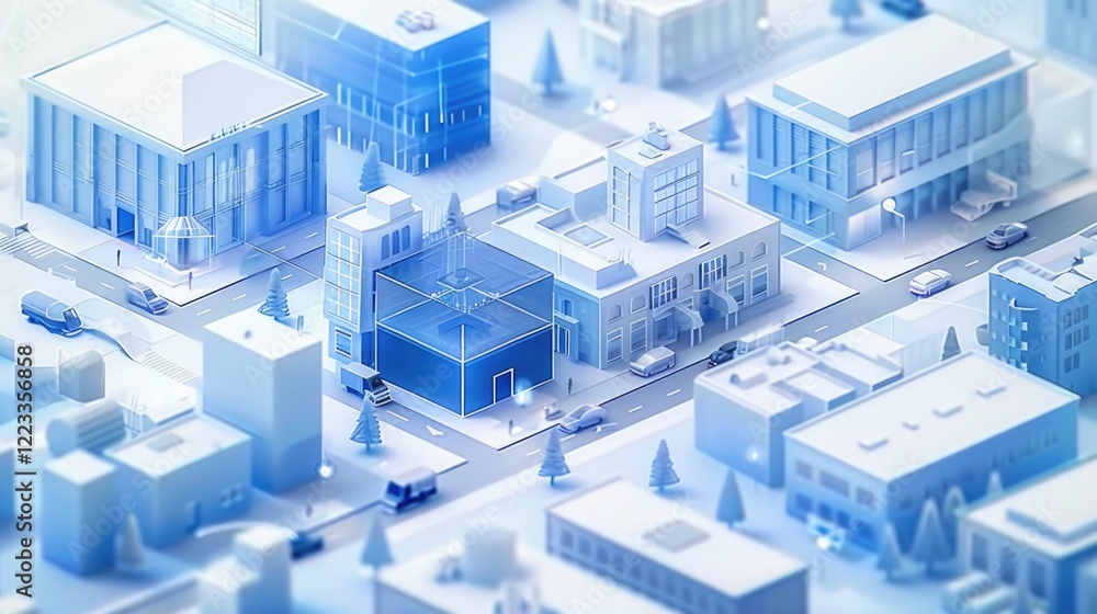frosted glass buildings isometric city for commercial design concept frosted glass buildings isometric city for commercial design concept