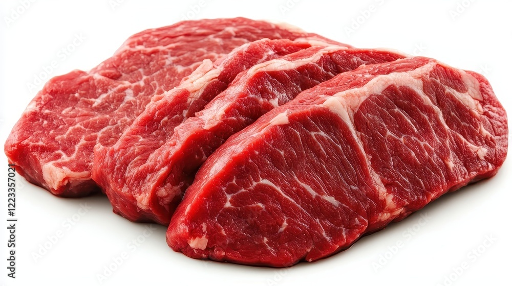 Fresh Raw Beef Cuts on White Background for Culinary Use Fresh Raw Beef Cuts on White Background for Culinary Use