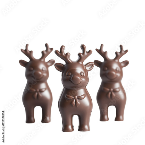 Wallpaper Mural Chocolate reindeer figurines arranged on white background for festive decoration, Chocolate christmas reindeer figurines on white background Torontodigital.ca