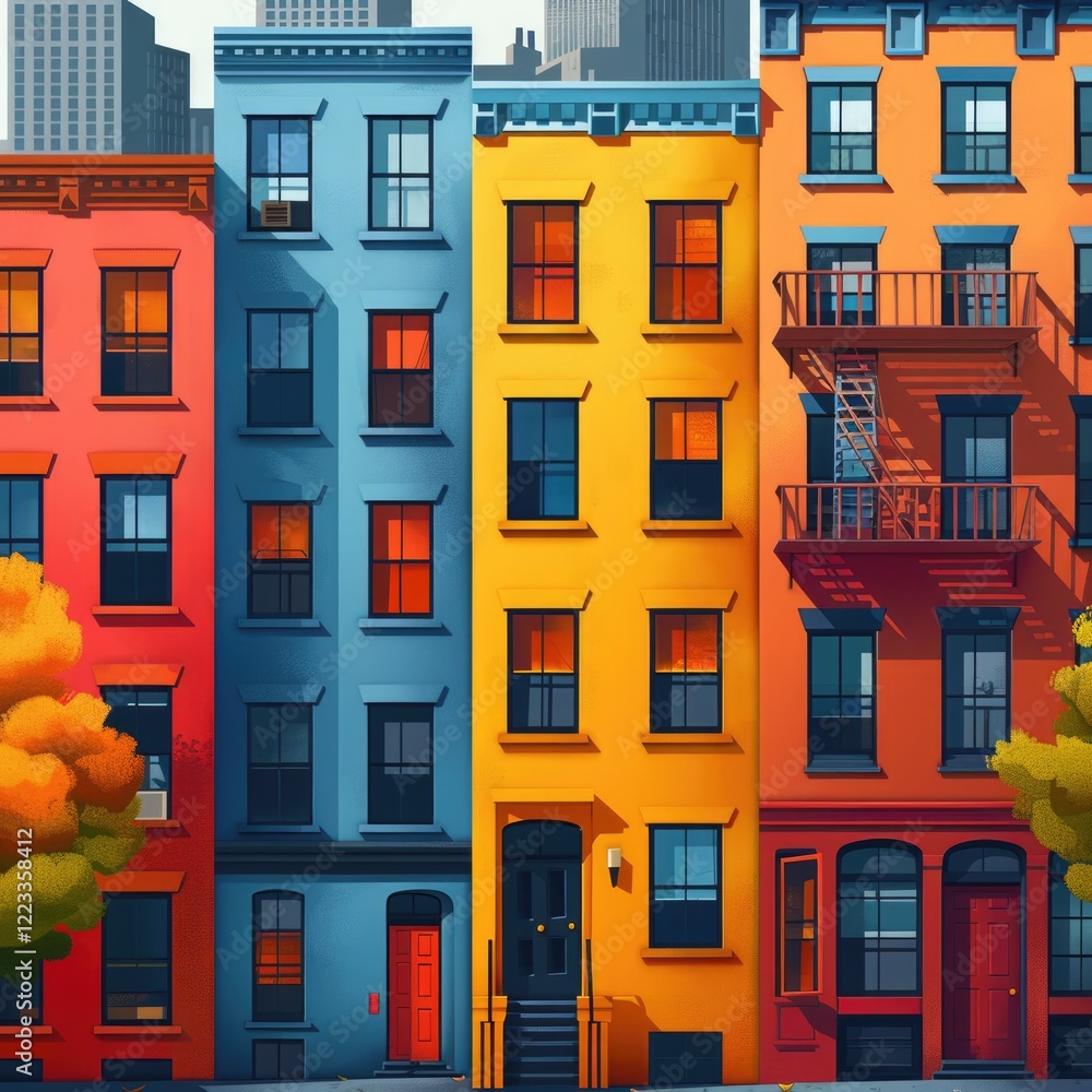 Obraz premium colorful apartment buildings city home house