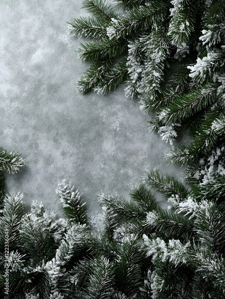 Obraz premium pine branches covered with snow