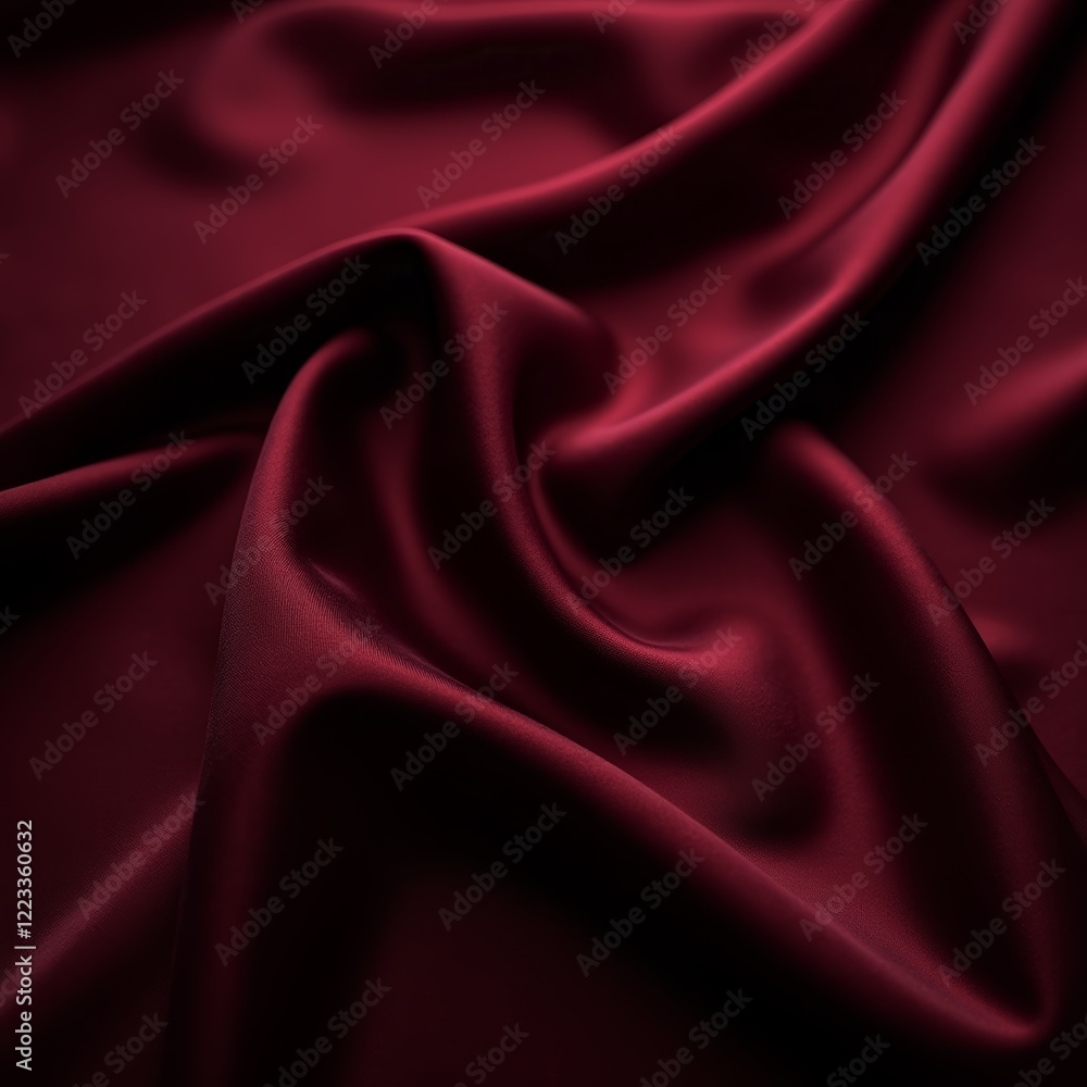 Obraz premium Close-up view of a deep burgundy, dark maroon, or midnight-black satin fabric. 