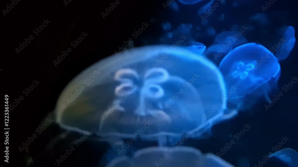 Close up shot of some jellyfish in an aquarium Close up shot of some jellyfish in an aquarium