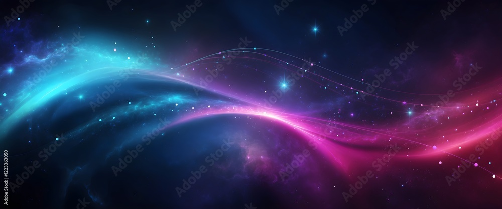 Fototapeta premium Light Streaks Abstract Wave Background digital wave banner abstract background with shining dots stars, Abstract Art Colorful Waves and Light Effects