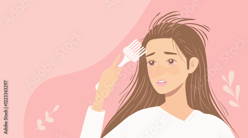 Soft Focus Image of Woman Discovering Hair Loss on Hairbrush