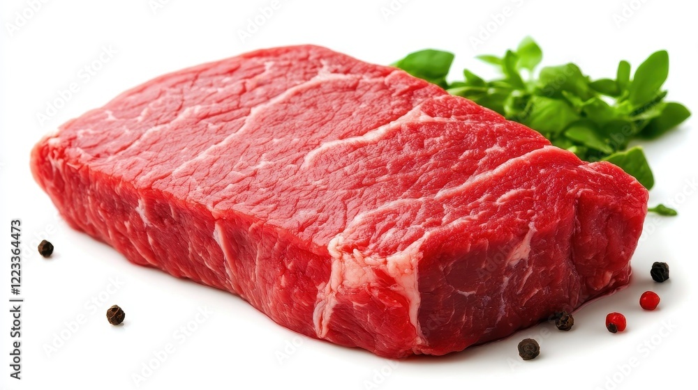 Fresh Raw Beef Steak Isolated on White Background with Spices Fresh Raw Beef Steak Isolated on White Background with Spices