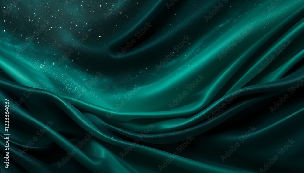 Obraz premium Luxurious Emerald Green Silk Fabric with Smooth Flowing Texture and Subtle Light Reflections