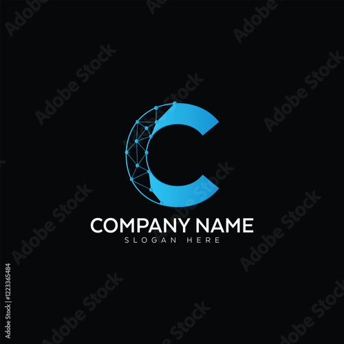 Letter C technology Logo. Letter C modern logo. C Logo simplified. Cletter tech initial logo vector icon photo