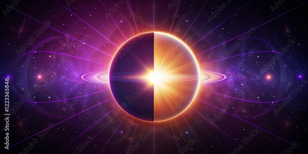 Fototapeta premium Celestial eclipse in vibrant cosmic galaxy