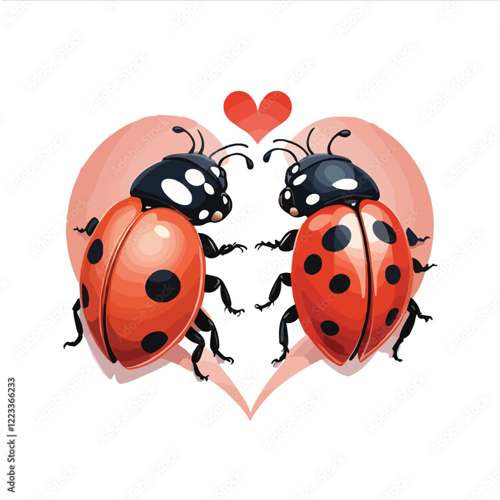 Two Ladybugs Together with a Heart Shape Symbolizing Love and Friendship Two Ladybugs Together with a Heart Shape Symbolizing Love and Friendship