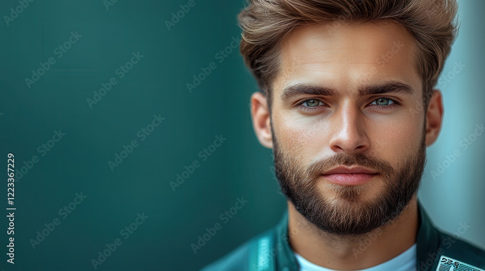 Close-Up Portrait of a Handsome Young Man with Blue Eyes Close-Up Portrait of a Handsome Young Man with Blue Eyes