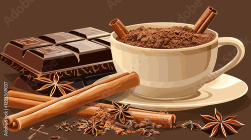 Spiced Masala Chai Chocolate with Star Anise and Cinnamon Stick