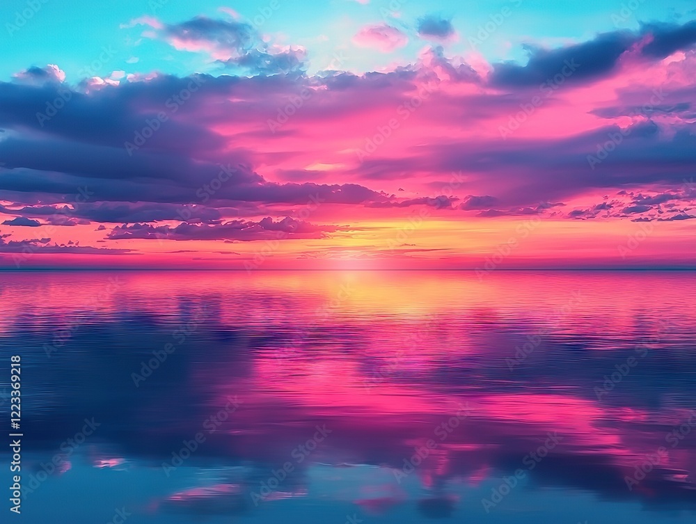Obraz premium Breathtaking sunset reflection over calm ocean waters beach landscape photography serene environment aerial view