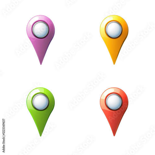 Free Download Colorful location pin icons representing different places and activities on a bright background, colorful location pin icons isolated on Transparent background - GFXLoad