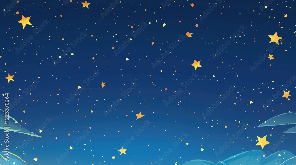 Fototapeta premium background with stars and clouds cartoon style