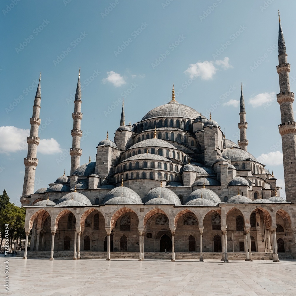 Fototapeta premium The Blue Mosque in Istanbul with a white background.
