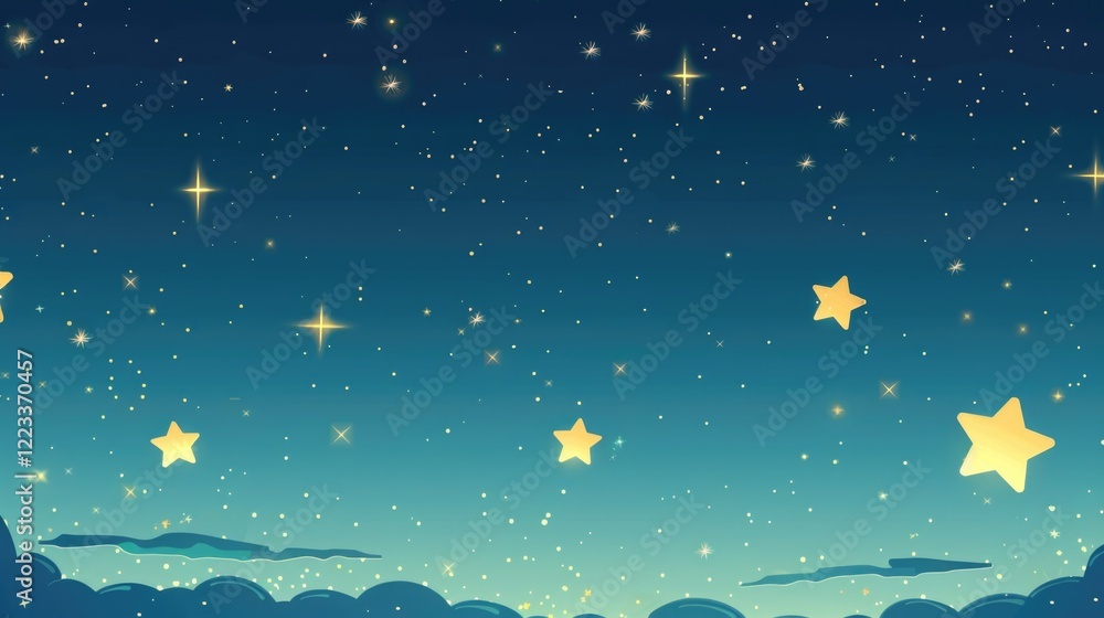 Fototapeta premium background with stars and clouds cartoon style