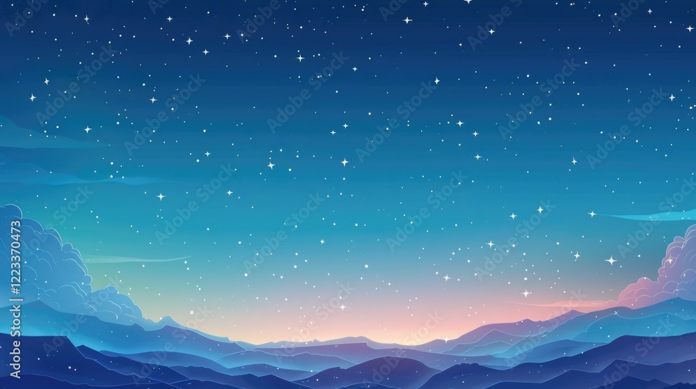 Obraz premium background with stars and clouds cartoon style
