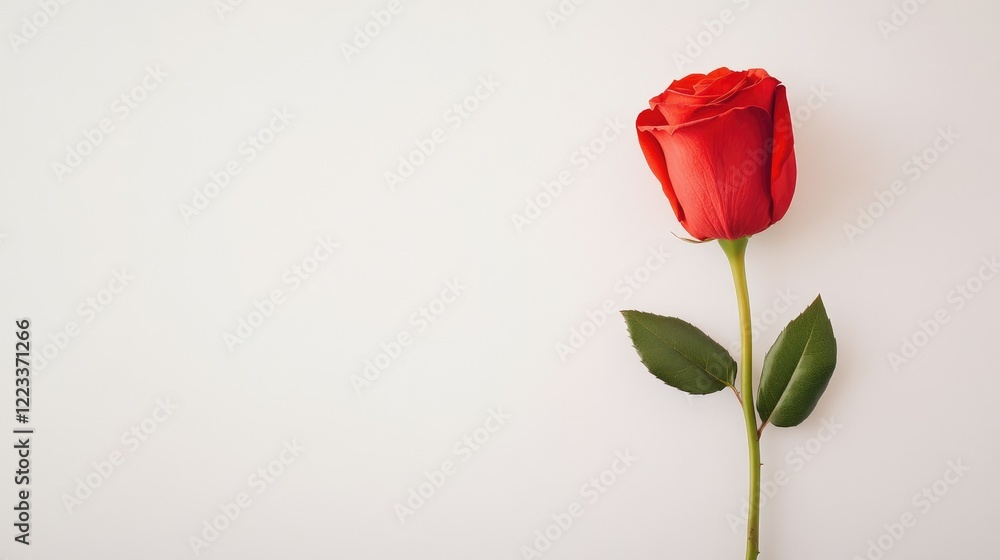 Obraz premium Elegant Red Rose Poised Against Minimalist Canvas