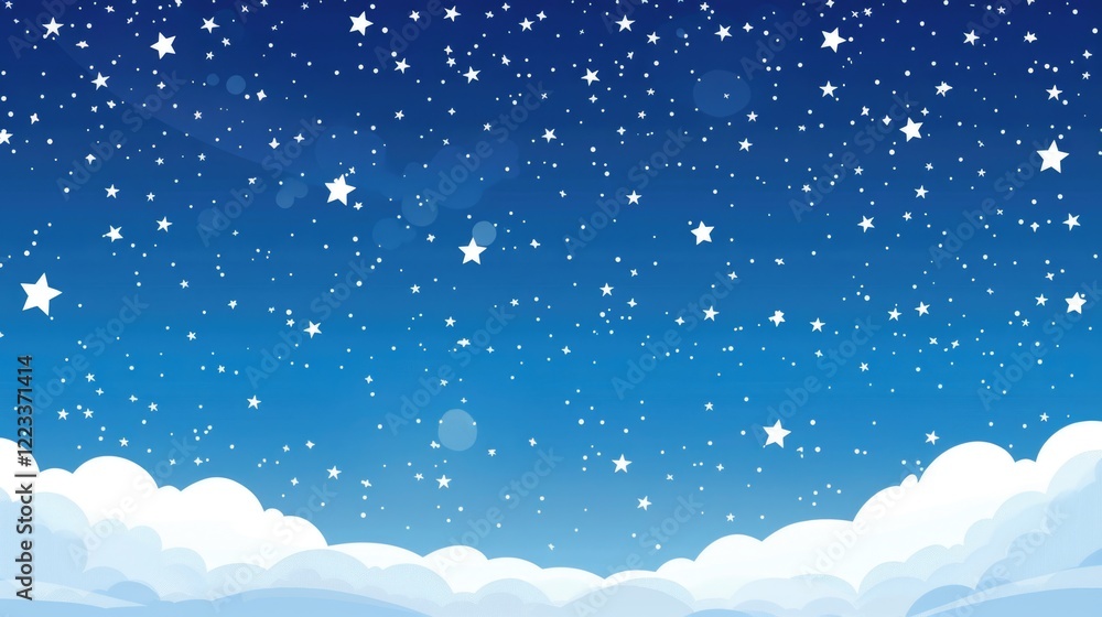 Obraz premium background with stars and clouds cartoon style