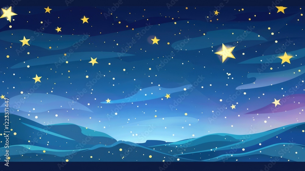 Fototapeta premium background with stars and clouds cartoon style