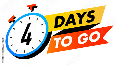 Countdown 4 days to go vector badge for social media post, promotion, promo offer