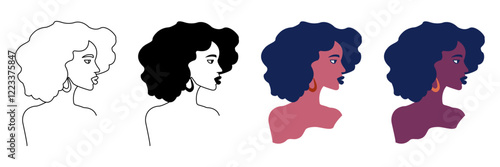 A beautiful African woman portrait. A stylish woman with a fro. A profile of a young African woman.