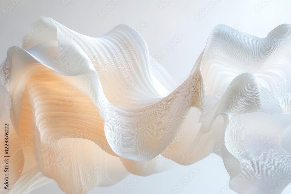 ethereal flowing abstract composition with pearlescent white ripples and gentle curves, creating a sense of movement and light against a pristine background ethereal flowing abstract composition with pearlescent white ripples and gentle curves, creating a sense of movement and light against a pristine background