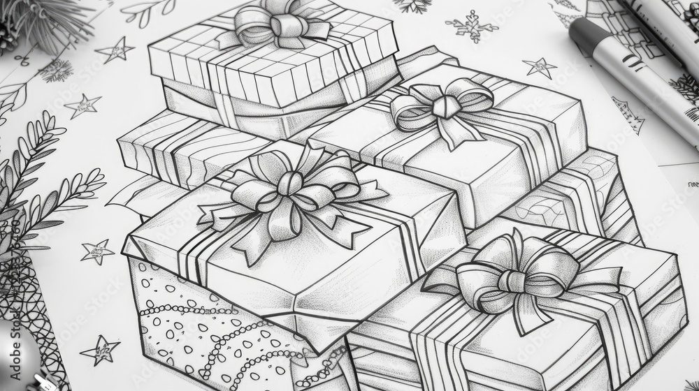 Fototapeta premium a stack of beautifully wrapped gifts