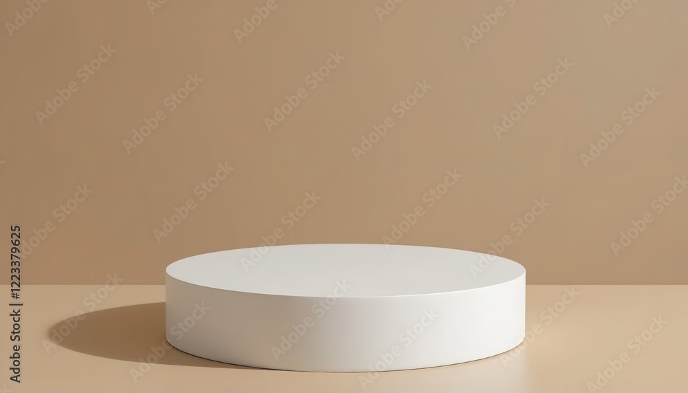 Elegant White Cylindrical Product Display Platform Minimalist Beige Background Studio Shot Clean Modern Design Simple Shape Showcase Presentation Elegant White Cylindrical Product Display Platform Minimalist Beige Background Studio Shot Clean Modern Design Simple Shape Showcase Presentation