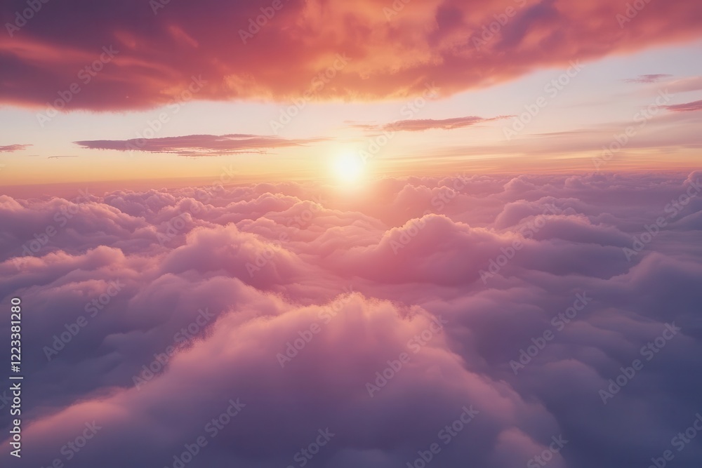 ethereal sunset view through airplane window, cotton candy clouds, golden hour light creating dream-like atmosphere ethereal sunset view through airplane window, cotton candy clouds, golden hour light creating dream-like atmosphere