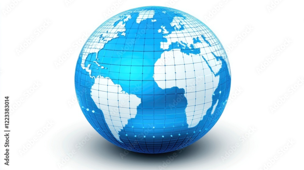 Digital Blue Globe with Global Connectivity Network Theme Digital Blue Globe with Global Connectivity Network Theme