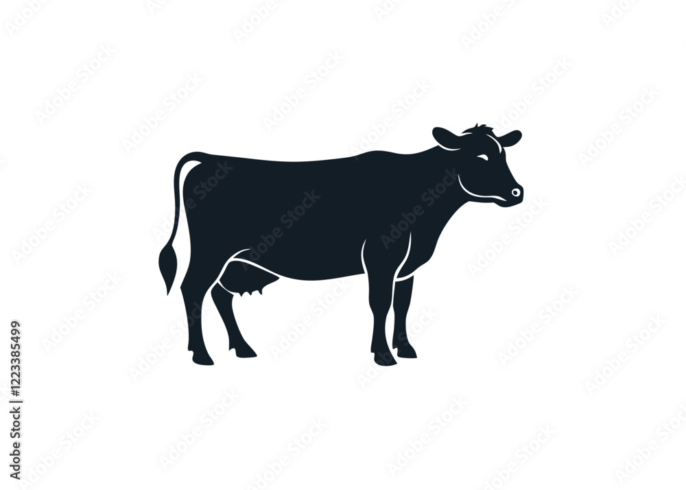 Black and White Cow Head Silhouette portrait, logo, element. editable vector stroke saddle icon on white background Black and White Cow Head Silhouette portrait, logo, element. editable vector stroke saddle icon on white background