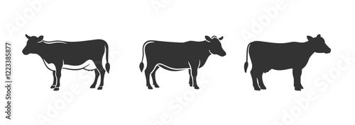 Cow farm logo vector design logo template for dairy, meat products and farms. Vector illustration.